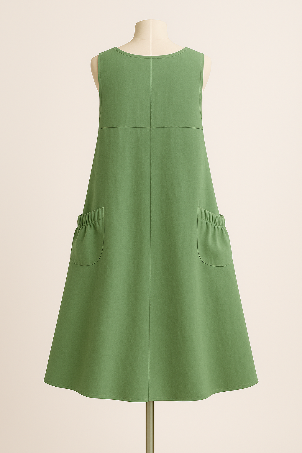 Pure Linen Green Pocket Maxi Dress
