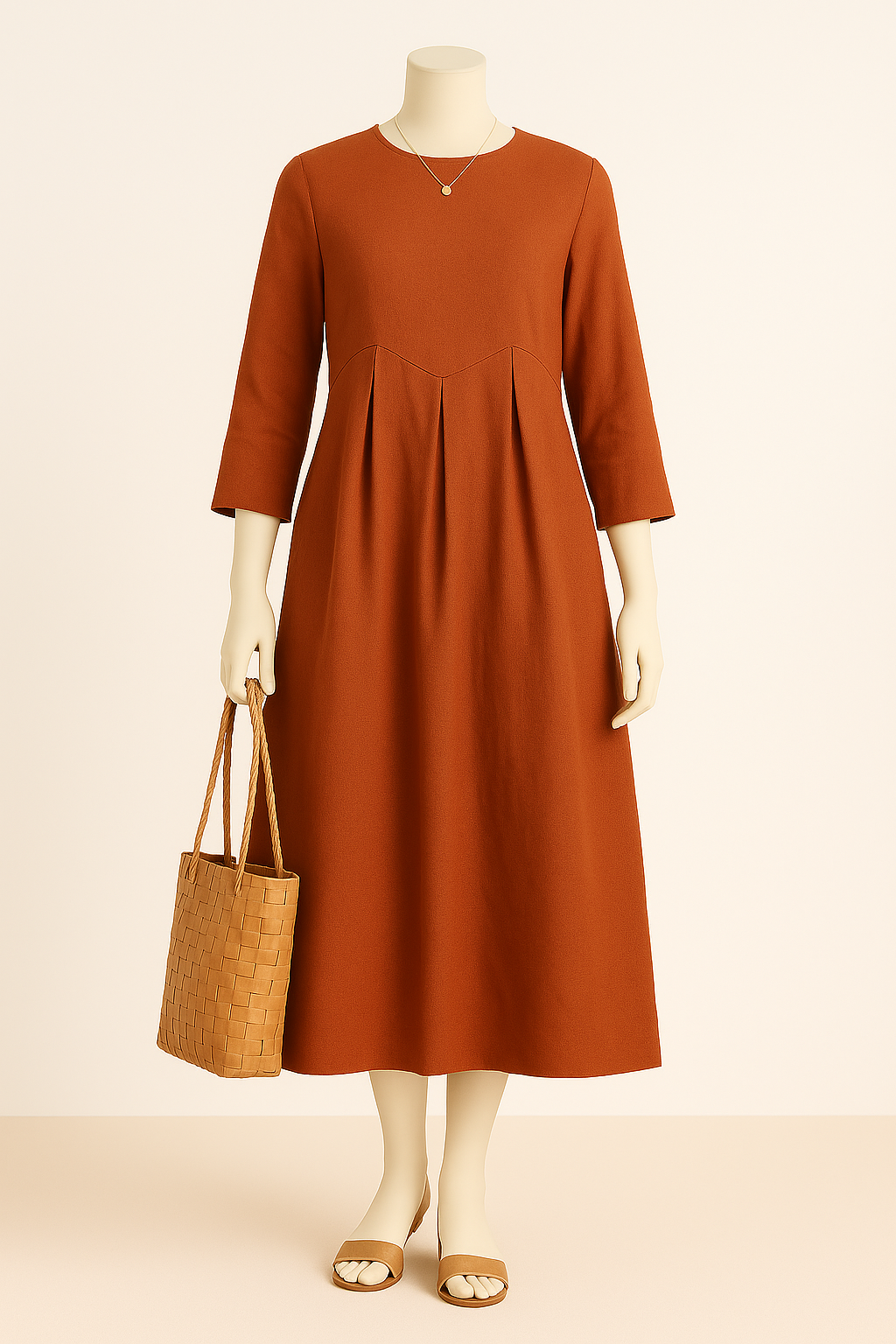 Pure Linen Classic Pleated Dress for Summer