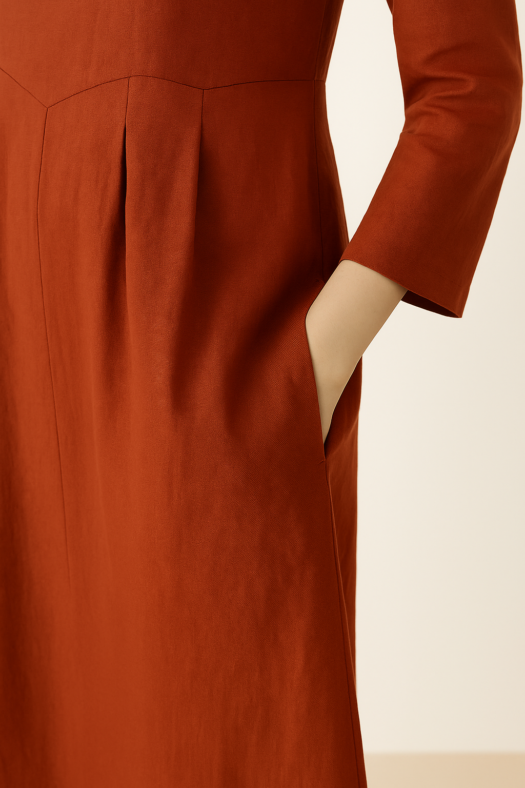 Pure Linen Classic Pleated Dress for Summer