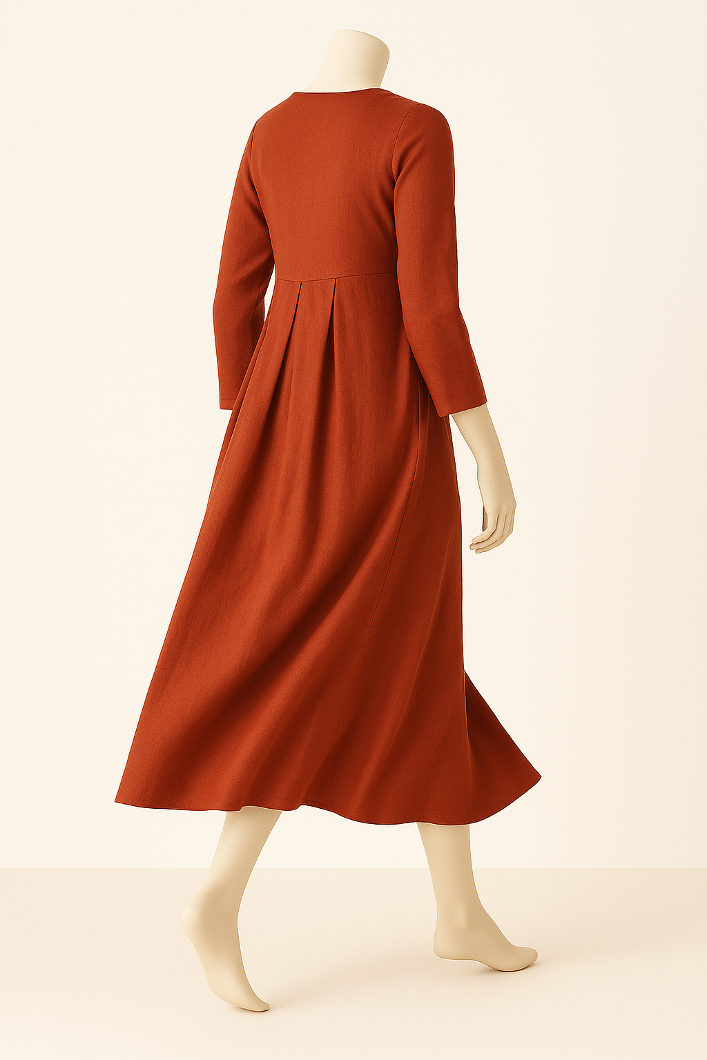 Pure Linen Classic Pleated Dress for Summer