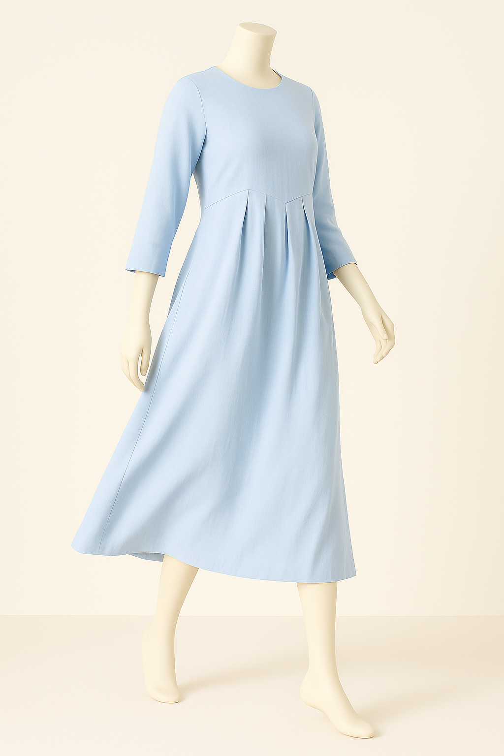 Pure Linen Classic Pleated Dress for Summer