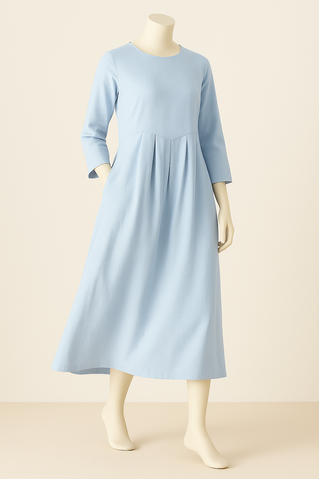 Pure Linen Classic Pleated Dress for Summer