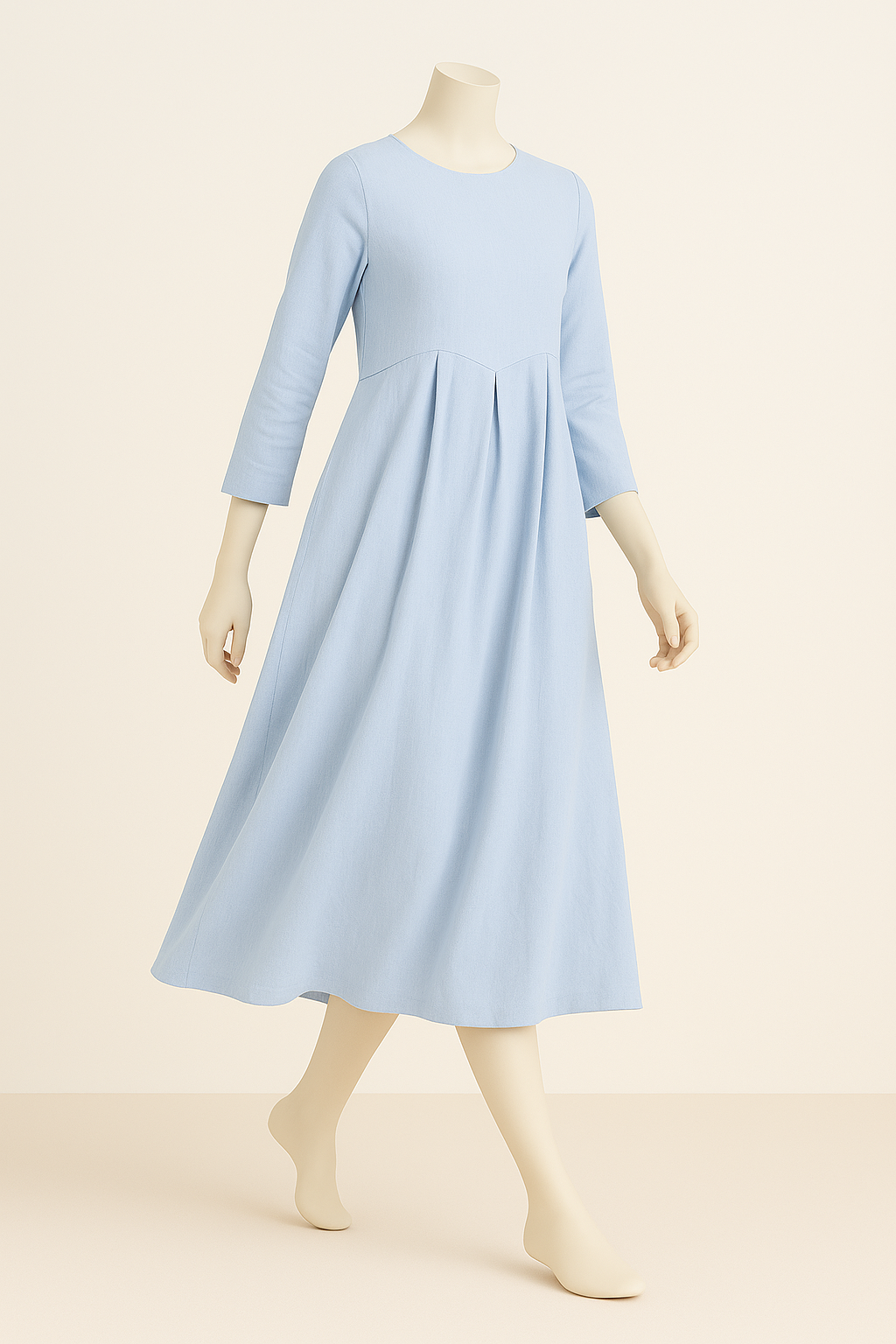 Pure Linen Classic Pleated Dress for Summer