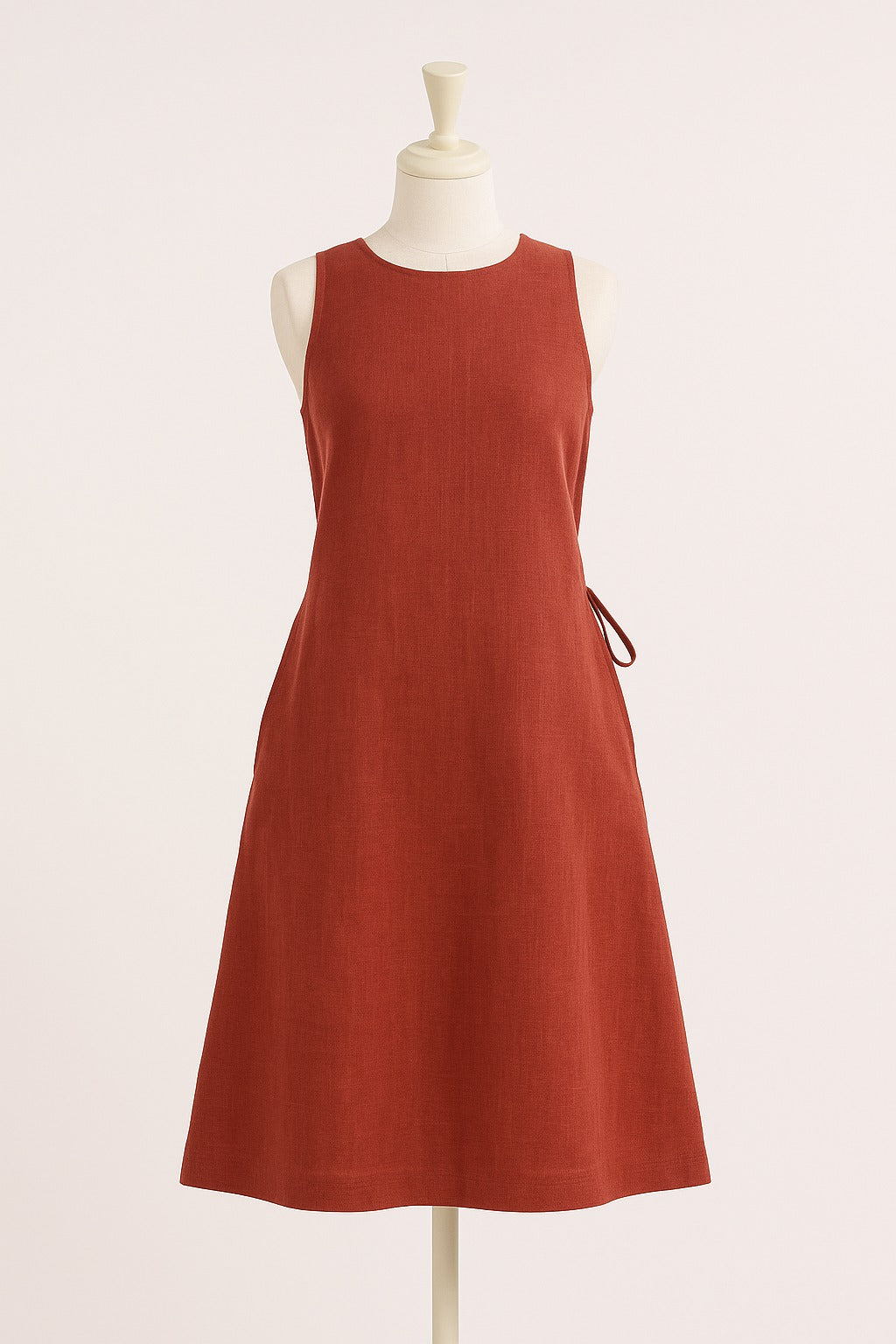 Pure Linen Classic Tie Waist Short Dress