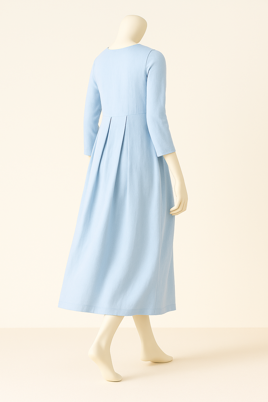 Pure Linen Classic Pleated Dress for Summer
