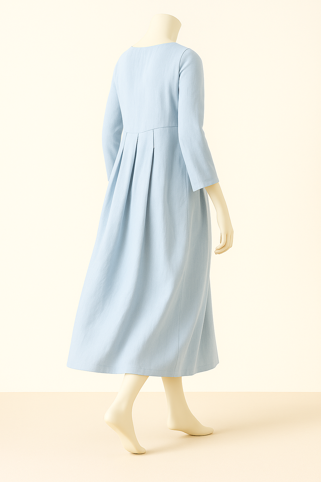 Pure Linen Classic Pleated Dress for Summer