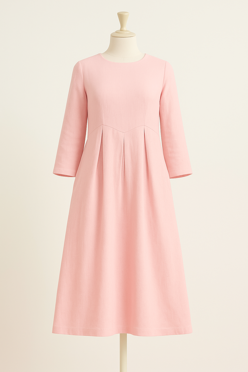 Pure Linen Classic Pleated Dress for Summer