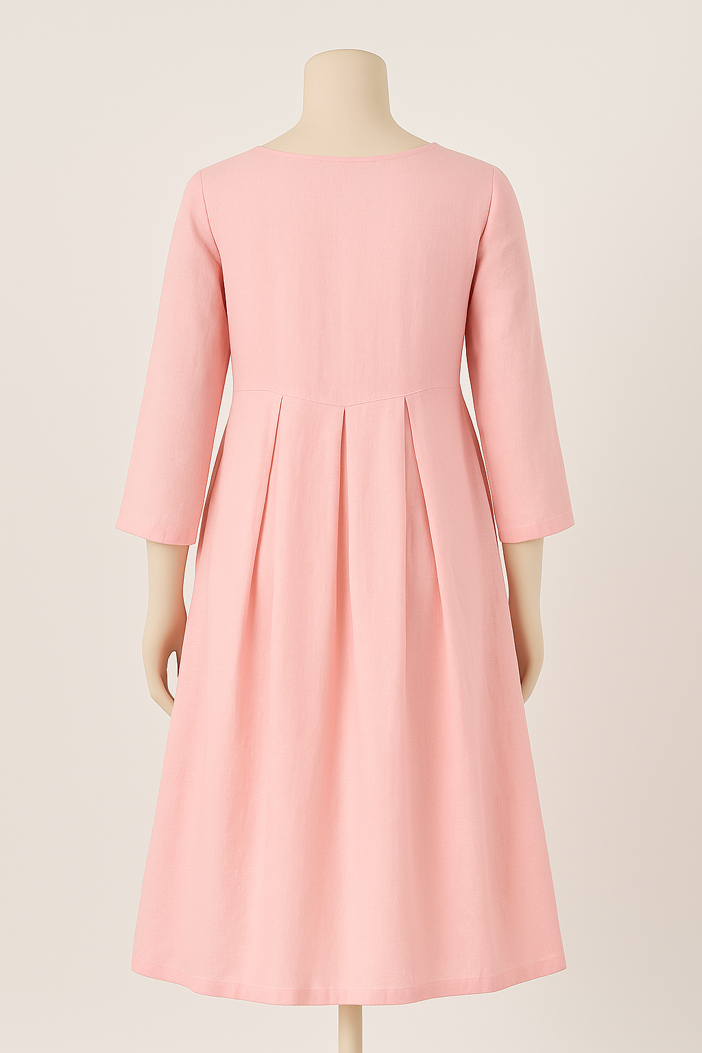 Pure Linen Classic Pleated Dress for Summer