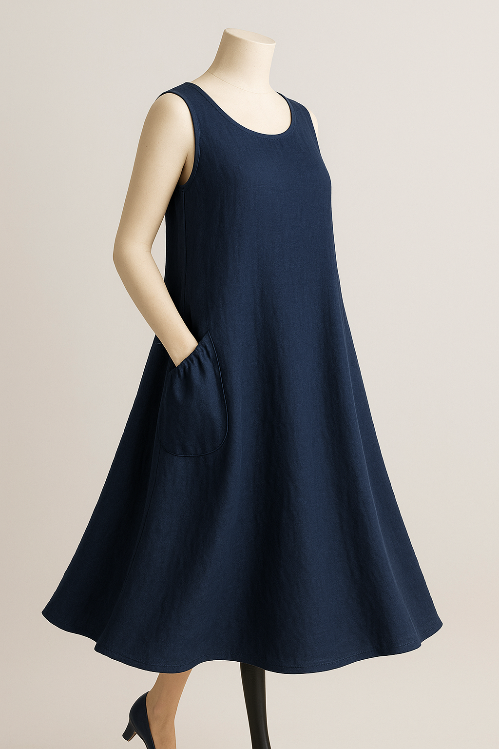Pure Linen Classic Pocket Maxi Dress
