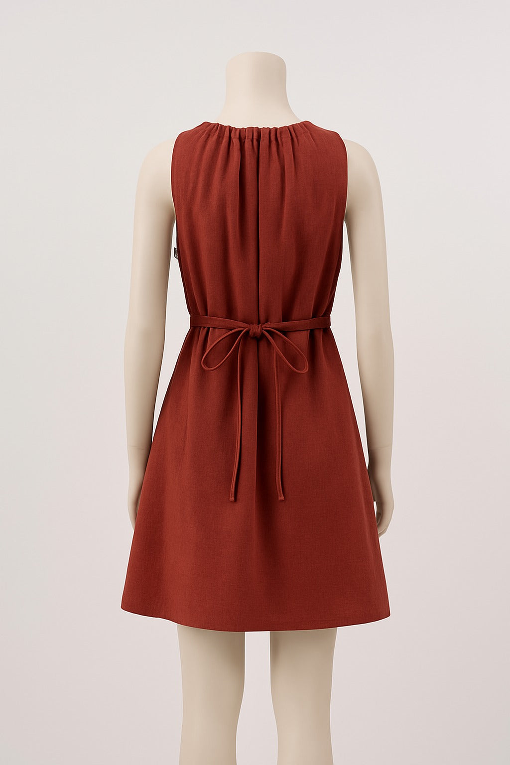 Pure Linen Classic Tie Waist Short Dress