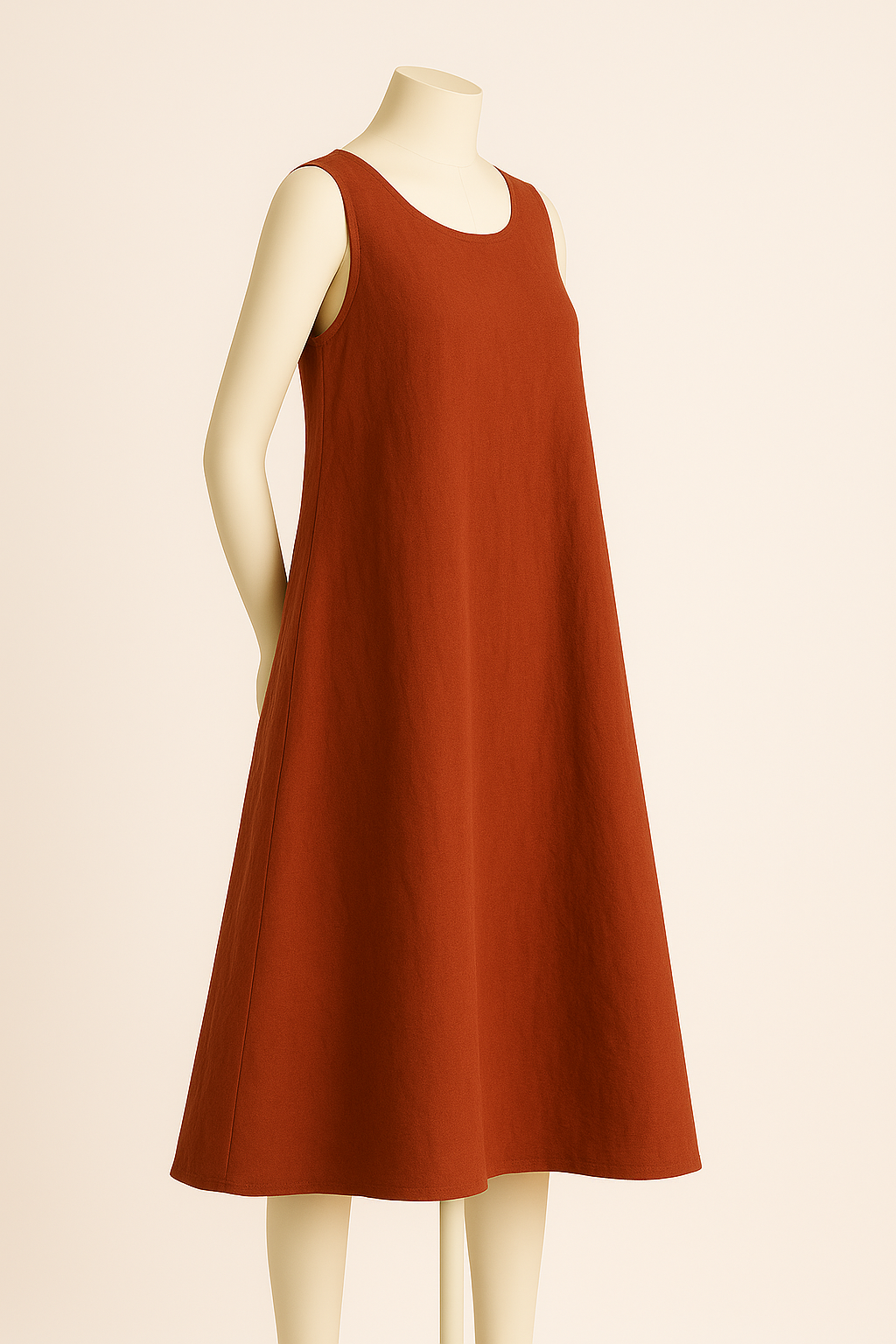 100% Linen Sleeveless Midi Dress