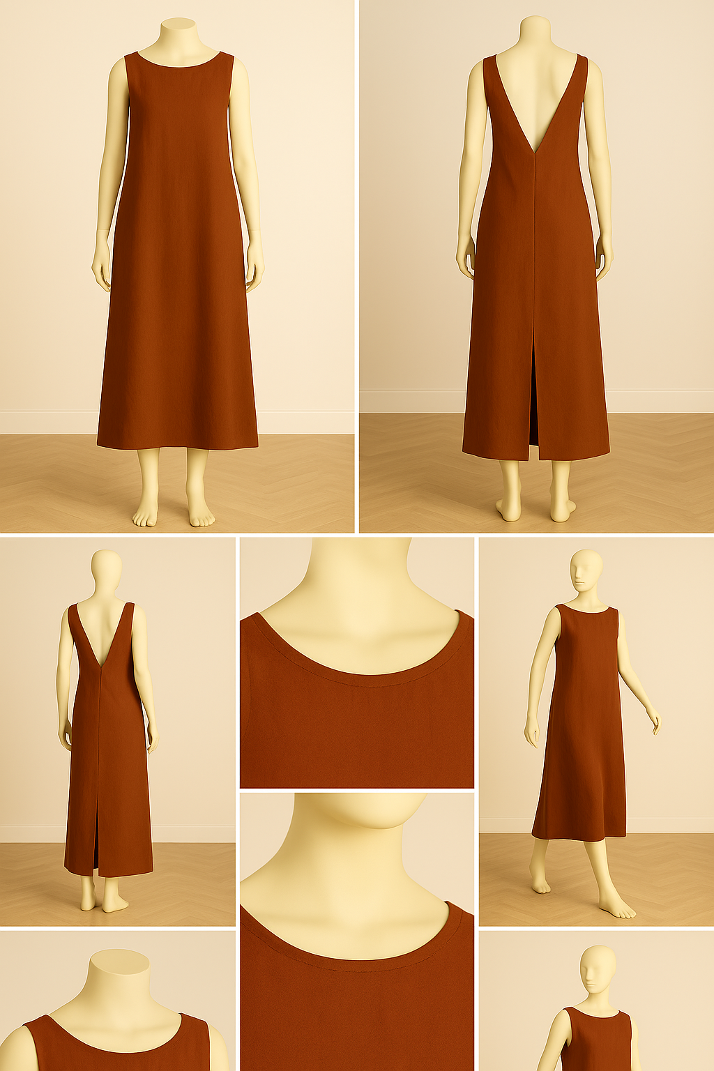 Pure Linen Low Back Dress with Pockets for All time Wear