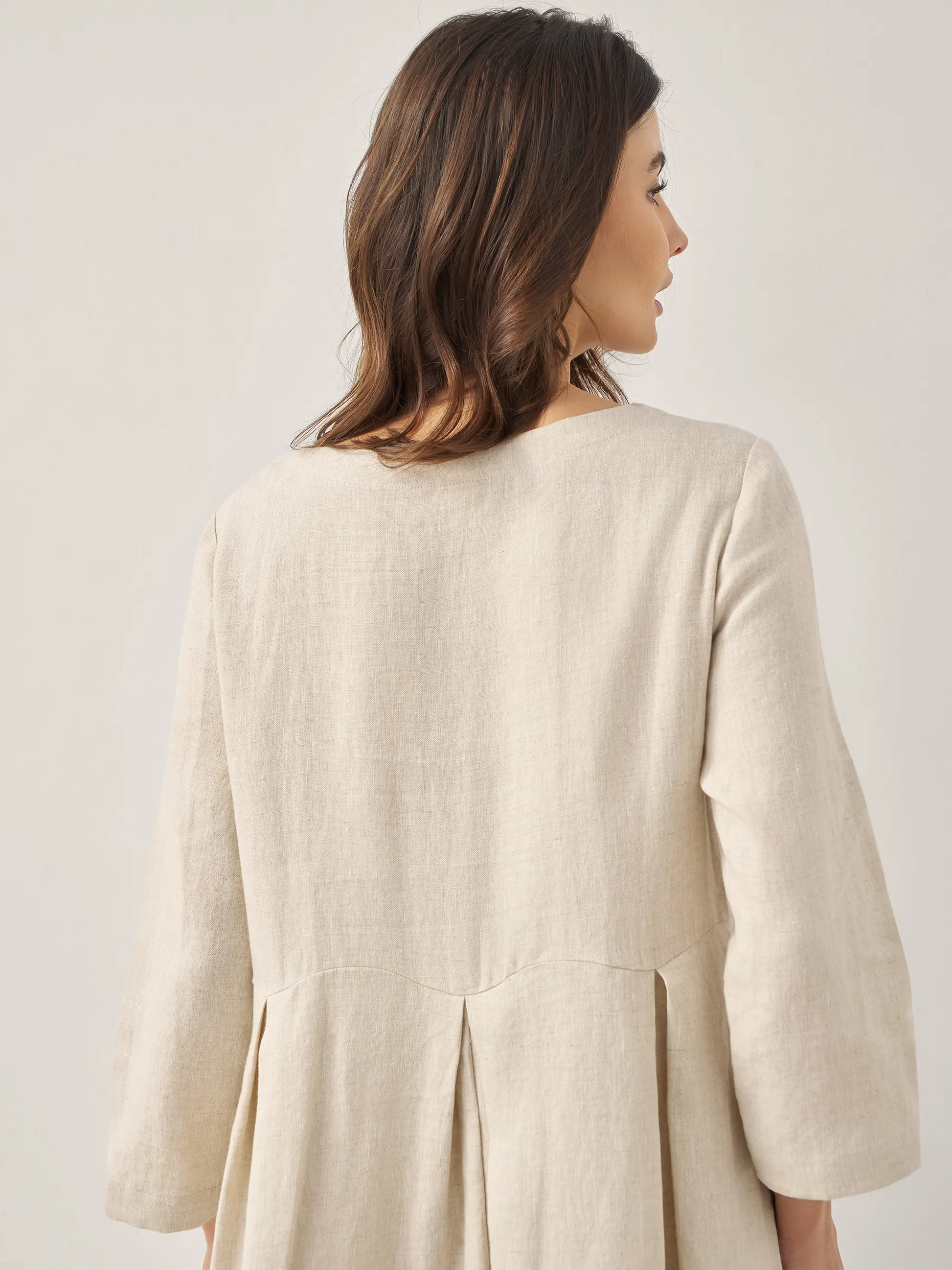 Pure Linen Classic Pleated Dress for Summer