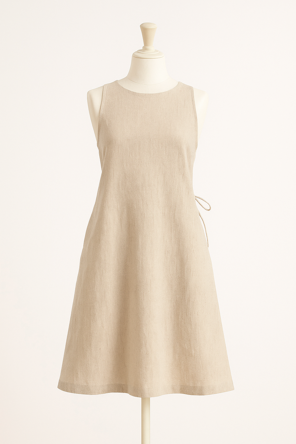 Pure Linen Classic Tie Waist Short Dress