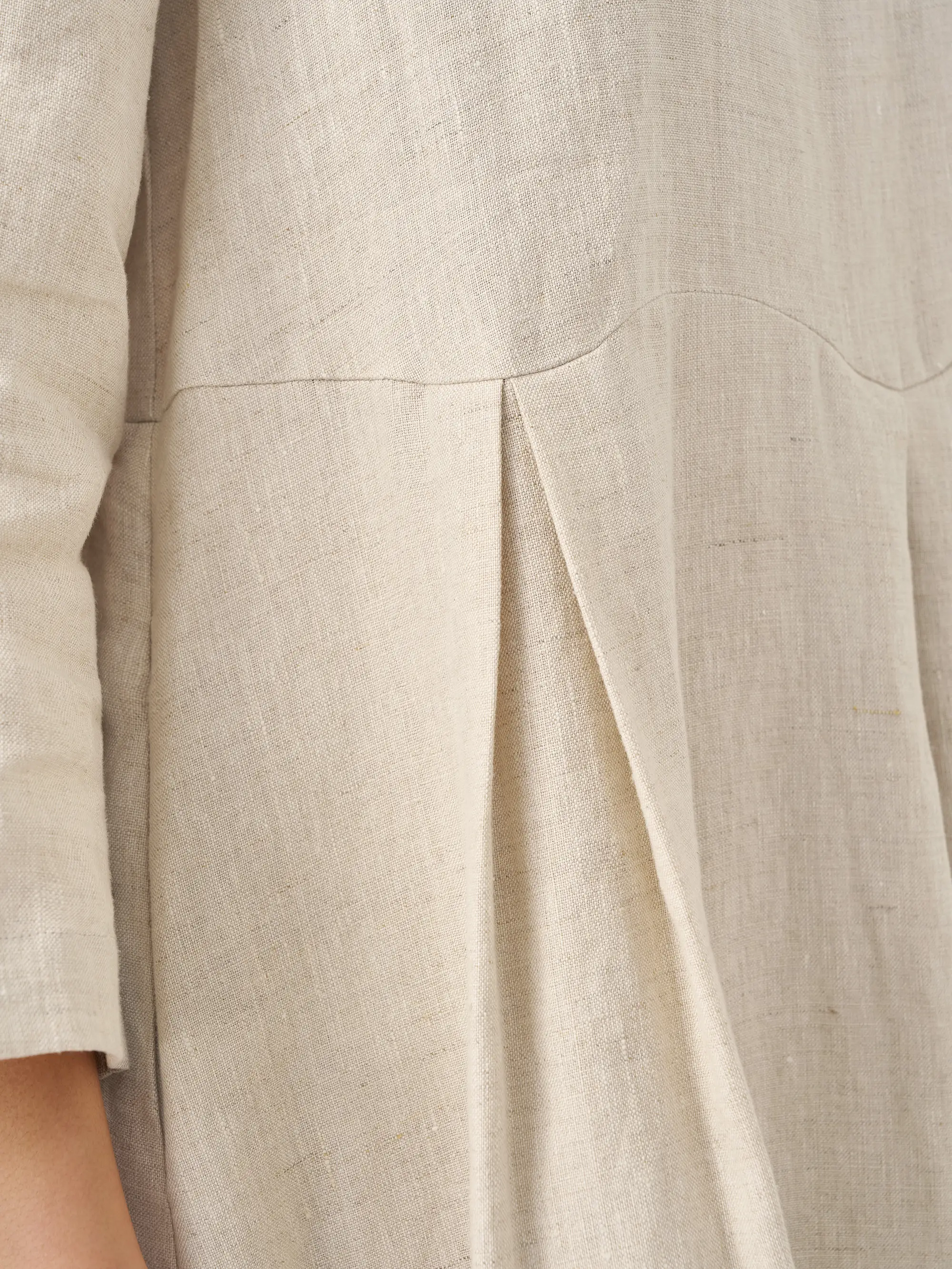 Pure Linen Classic Pleated Dress for Summer