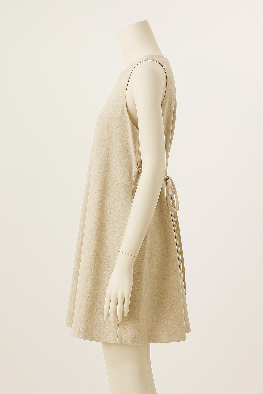 Pure Linen Classic Tie Waist Short Dress