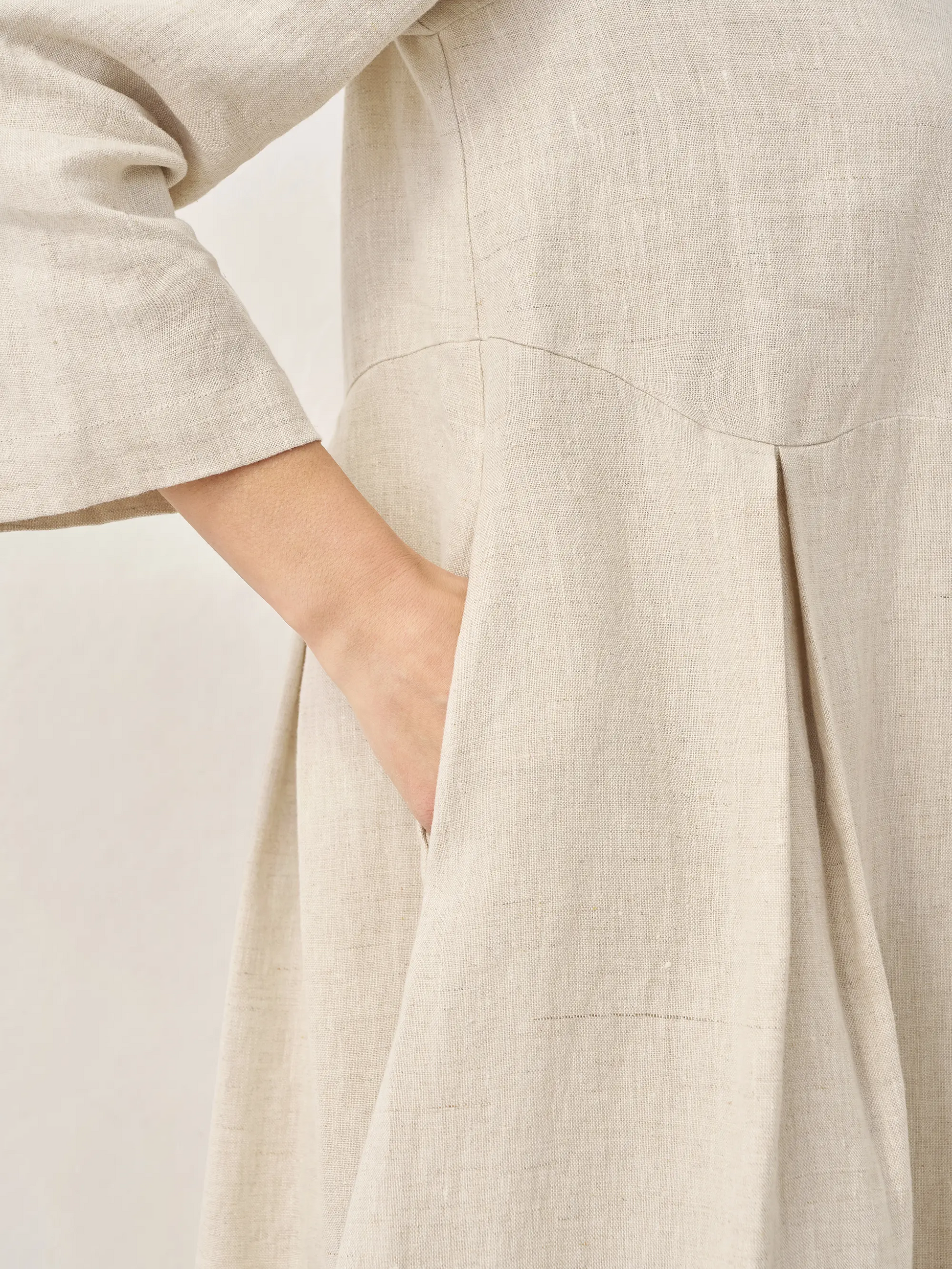 Pure Linen Classic Pleated Dress for Summer