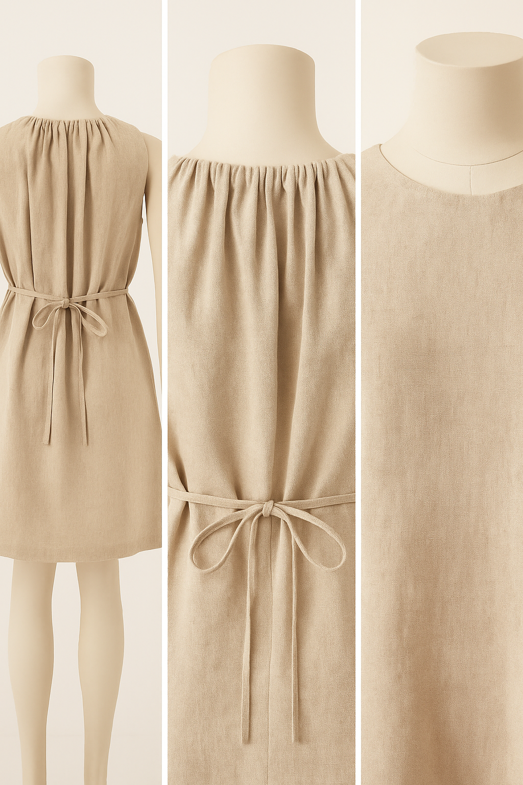 Pure Linen Classic Tie Waist Short Dress