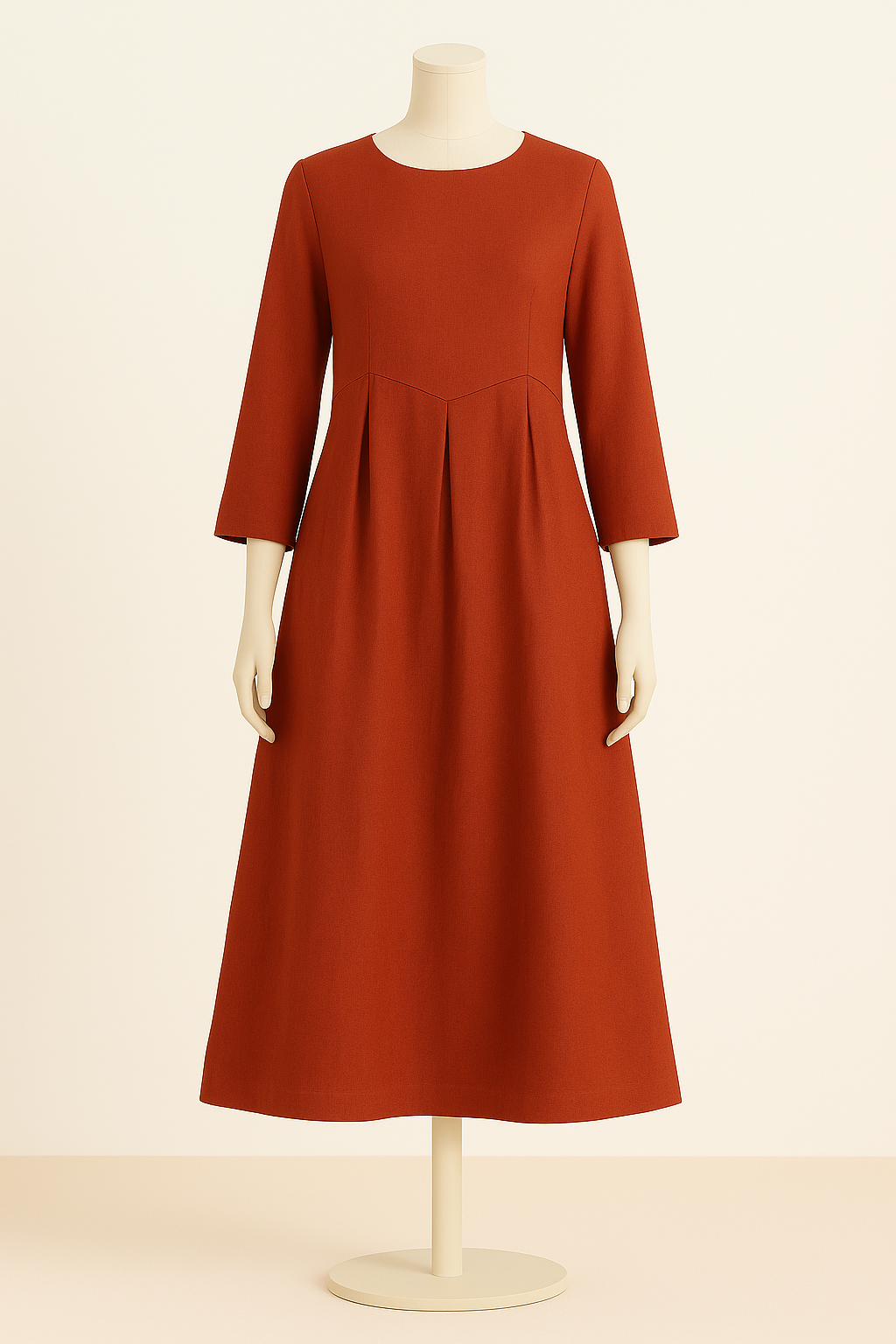Pure Linen Classic Pleated Dress for Summer