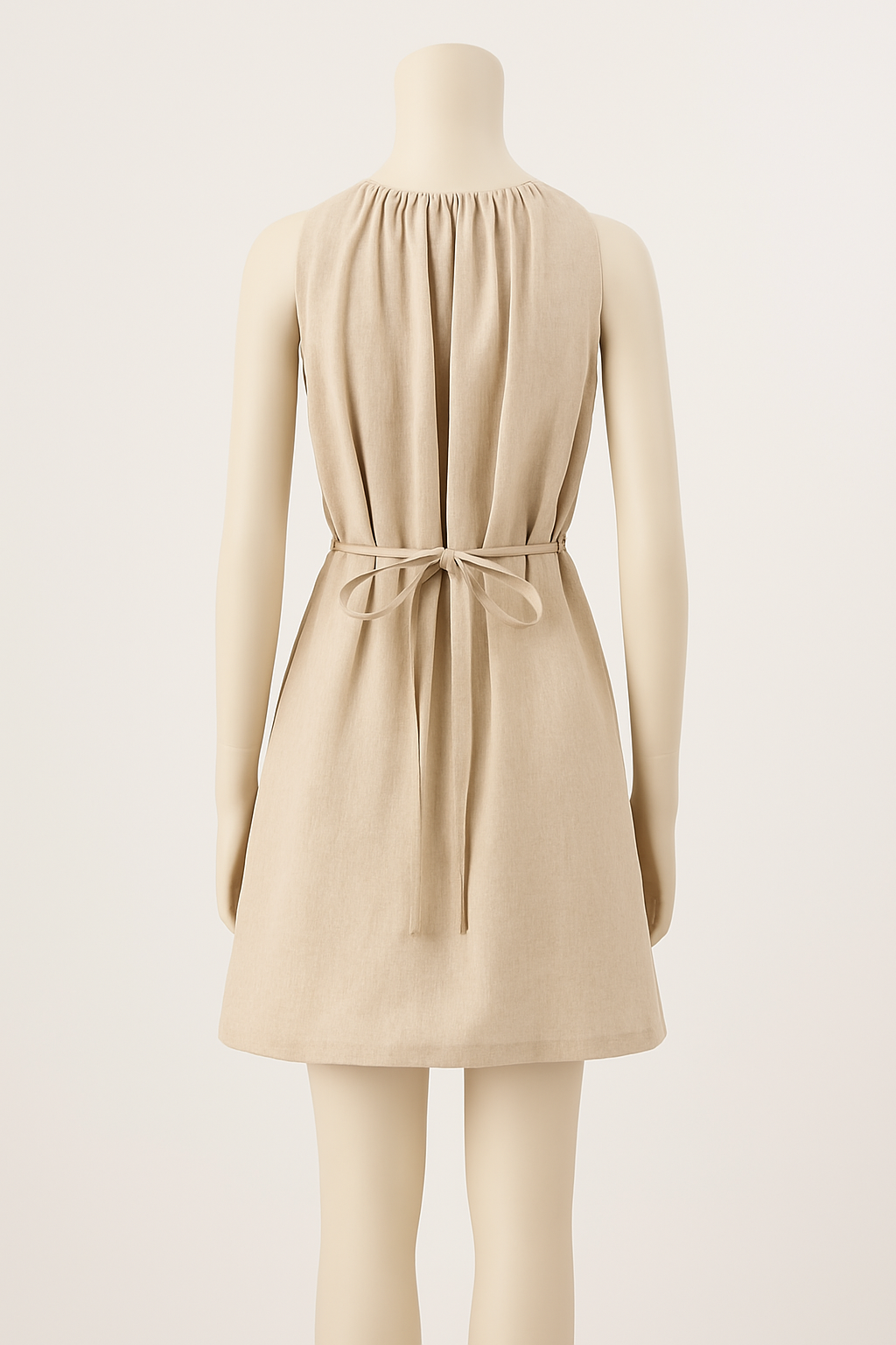 Pure Linen Classic Tie Waist Short Dress